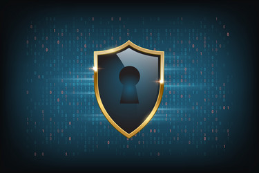 glass shield with golden border and keyhole vector image