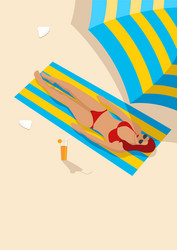 Graphic of a woman sunbathing vector