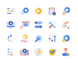 set of colorful setup and settings icons vector image