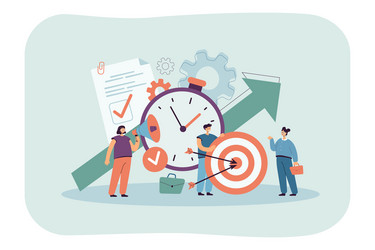 tiny people with clock checklist and target vector image