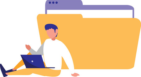 man using folder document vector image