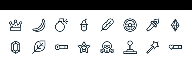 video game elements line icons linear set quality vector image