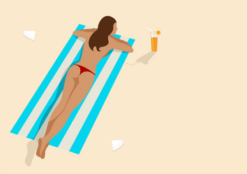 Graphic of a woman sunbathing vector