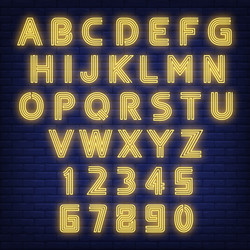 Neon English Alphabet Sign Vector Image