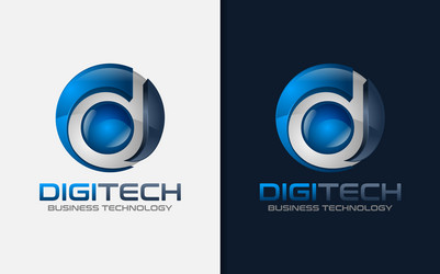 abstract initial letter d with circle and 3d vector image