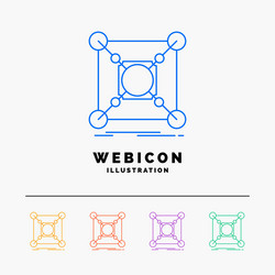 base center connection data hub 5 color line web vector image