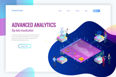 isometric big data network visualization advanced vector image