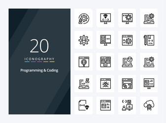 20 programming and coding outline icon vector image