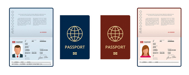 blank open passport template international vector