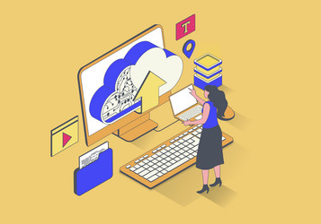 cloud computing concept in 3d isometric design vector image