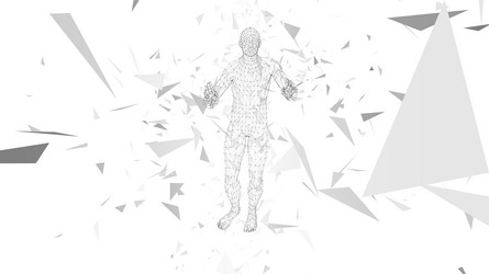 Conceptual abstract man connected lines dots vector