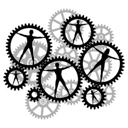 Man and woman inside gears vector