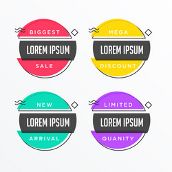 Memphis style circular banner set with text space vector