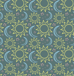 Seamless background with sun and moon vector