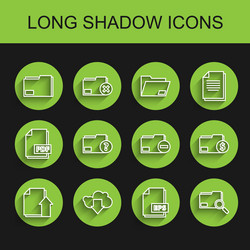 set line upload file document cloud download vector image
