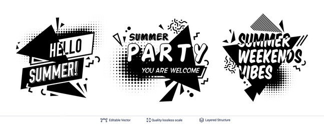 set summer ad text blocks in pop-art style vector