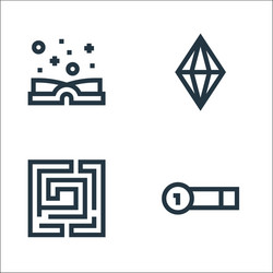 video game elements line icons linear set quality vector image