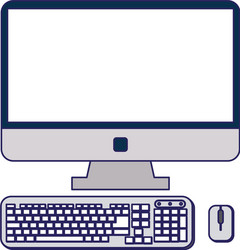 computer with keyboard and mouse vector image