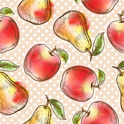 Seamless pattern with apples and pears vector