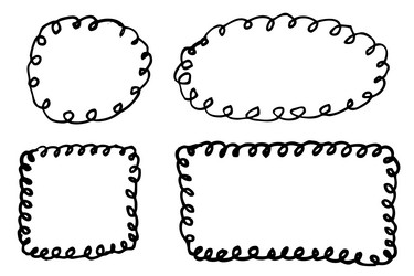 set 4 curl line frame hand draw sketch black vector image
