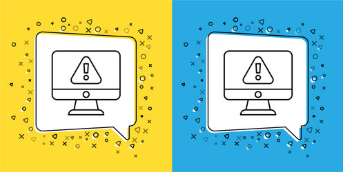 set line computer monitor with exclamation mark vector image