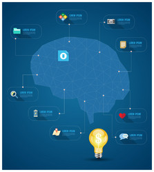 brain abstract with icons vector