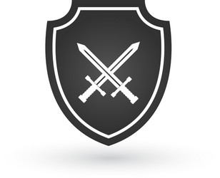 crossed swords and shield isolated on white vector