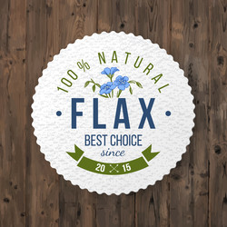 Flax round label with type design vector