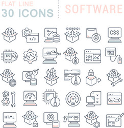 Set line icons software vector