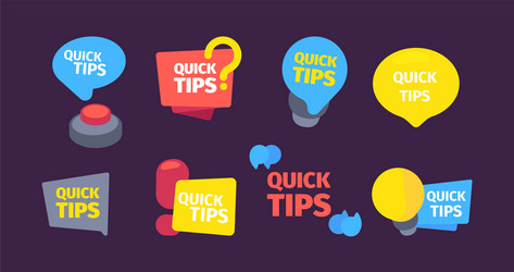 quick set tips useful hints and color vector