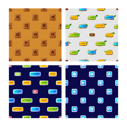 set of seamless patterns with game menu elements vector image