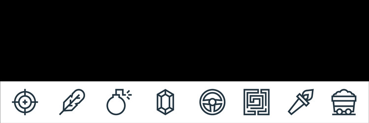 video game elements line icons linear set quality vector image