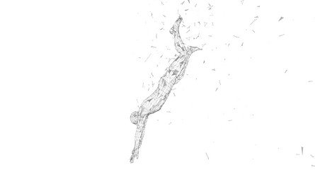 conceptual abstract man falling down connected vector image