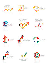 Linear graph and chart abstract logo set vector