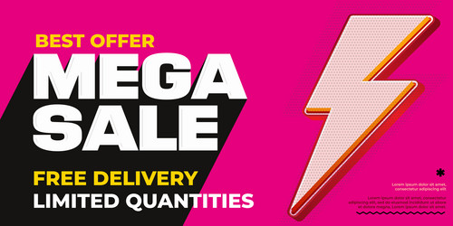 Mega sale banner template with best offer and free vector