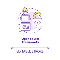 Open source frameworks concept icon vector