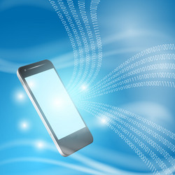stream of binary code to mobilephone vector image