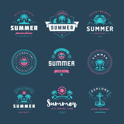 summer holidays labels and badges retro typography vector