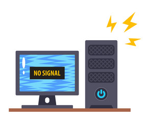 broken old computer does not work and sparks vector image