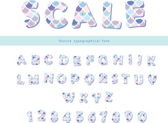 Mermaid Scale Font - Cute Water Theme Vector Image