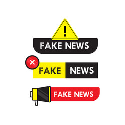 Set fake news warning sign label and banner vector