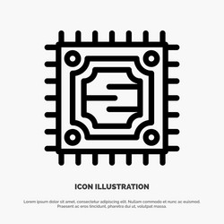 cpu microchip processor line icon vector image