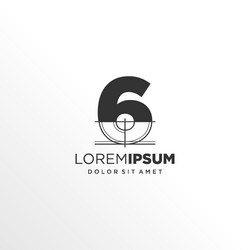 Number 6 logo design with architecture element vector