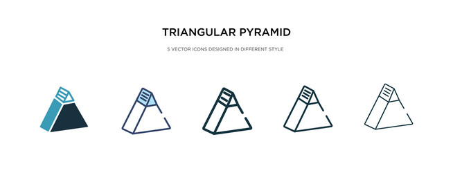 triangular pyramid icon in different style two vector image