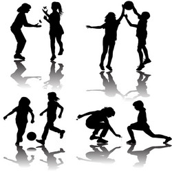 Children Silhouettes - Playful Movement Vector Image
