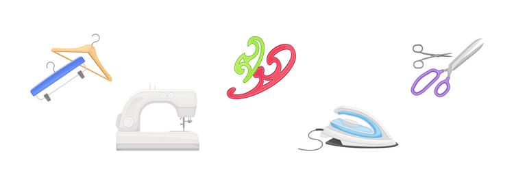 Different sewing tools and equipment Royalty Free Vector