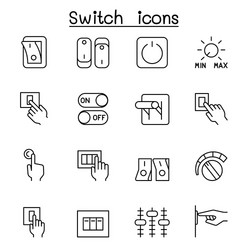 switch icon set in thin line style vector image