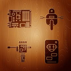 Set bot electronic computer components vector