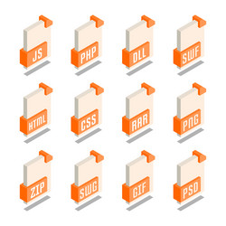 simple set of file format 3d isometric icons vector image