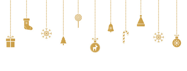 Christmas gold baubles with snowflake santa vector